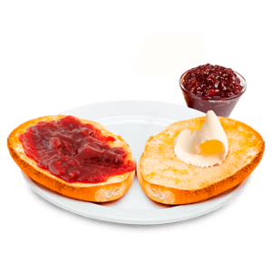 Tostada con mantequilla y mermelada
